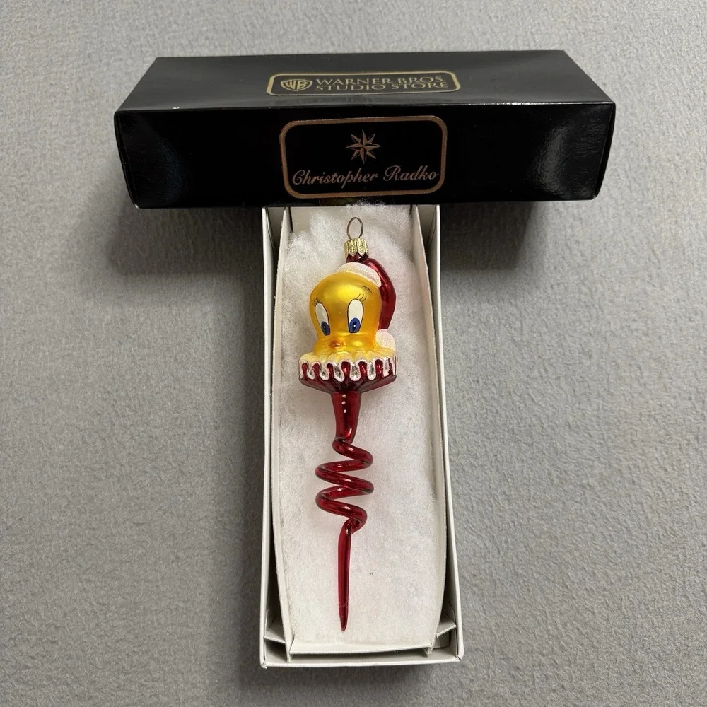 Christopher Radko Tweety Bird Glass Ornament Red‎ Glass Looney Tunes With Box